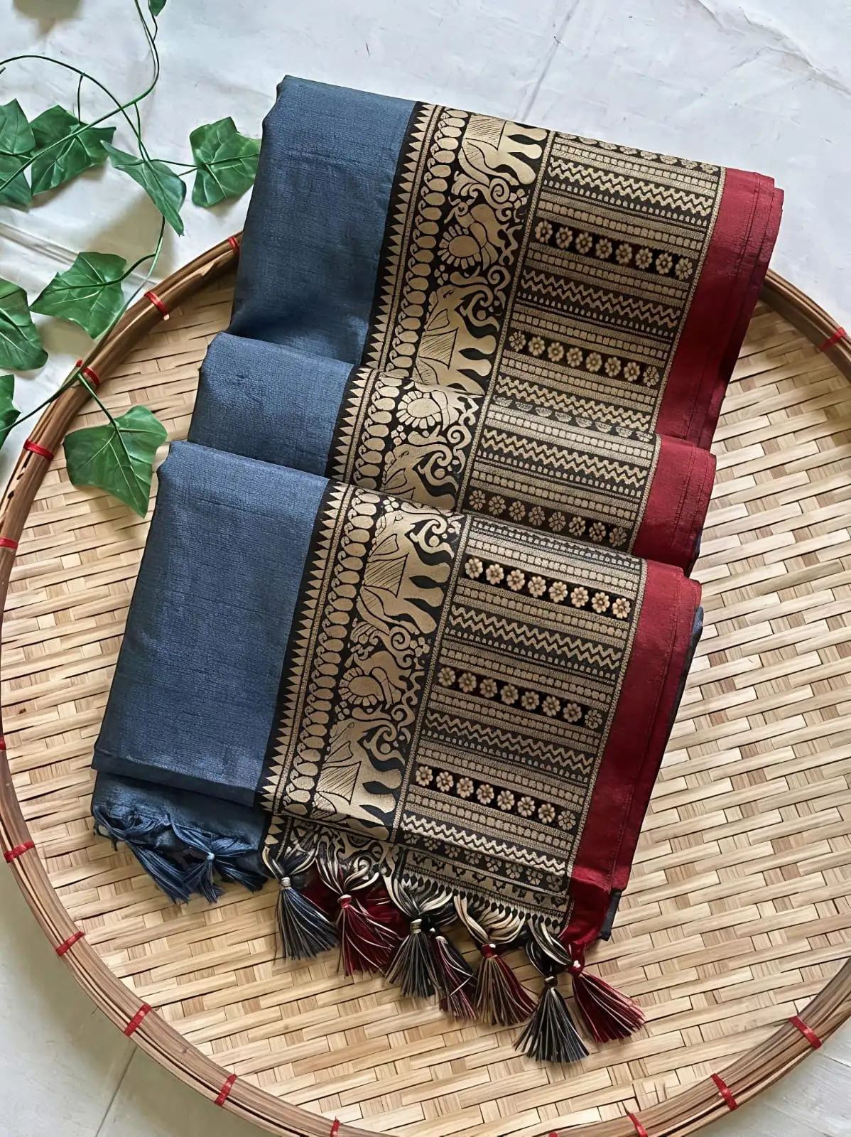 Floral Geometric Heritage Border Narayanapettai Saree